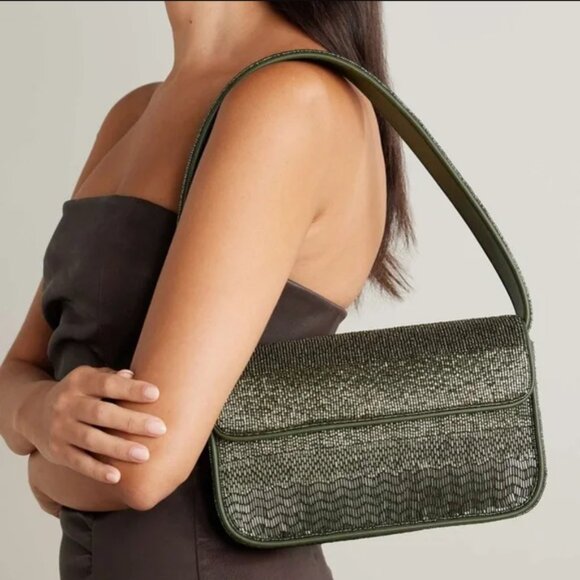 STAUD Handbags - STAUD Tommy Beaded Bag in Avocado